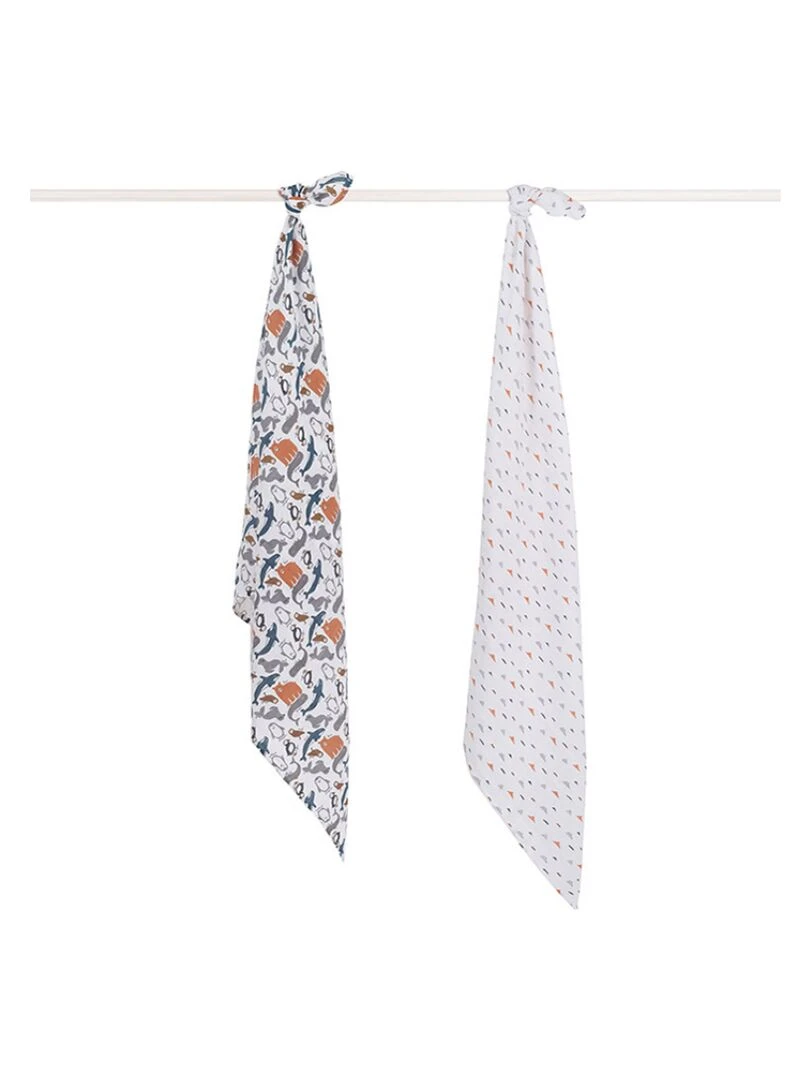 Lot de 2 maxi langes hydrophiles Polar (115 x 115 cm) Multicolore