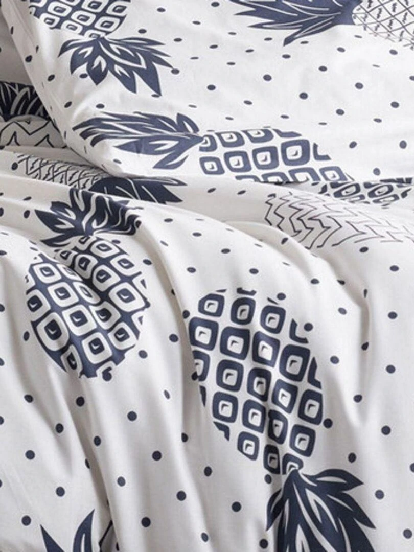 Housse de couette 220x240 + 2 taies d'oreiller 60x60 cm Coton Night White   Blanc