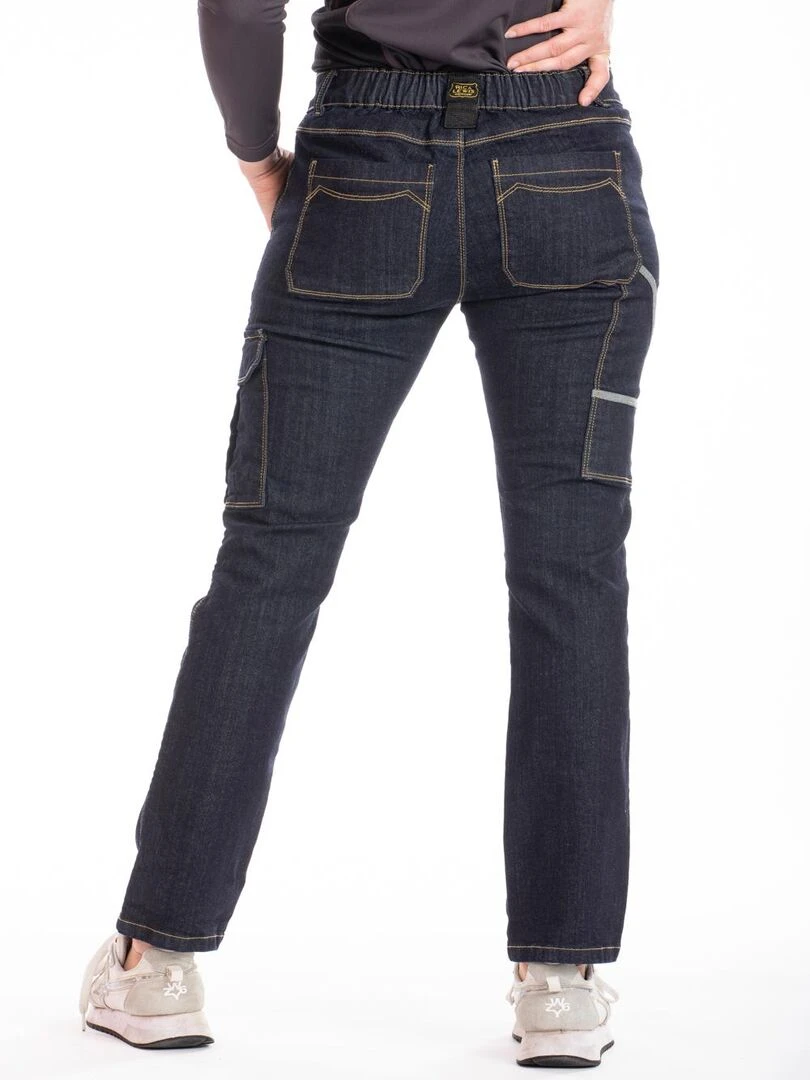Jeans de travail multi poches stretch brut BETTYA 'Rica Lewis'   Bleu