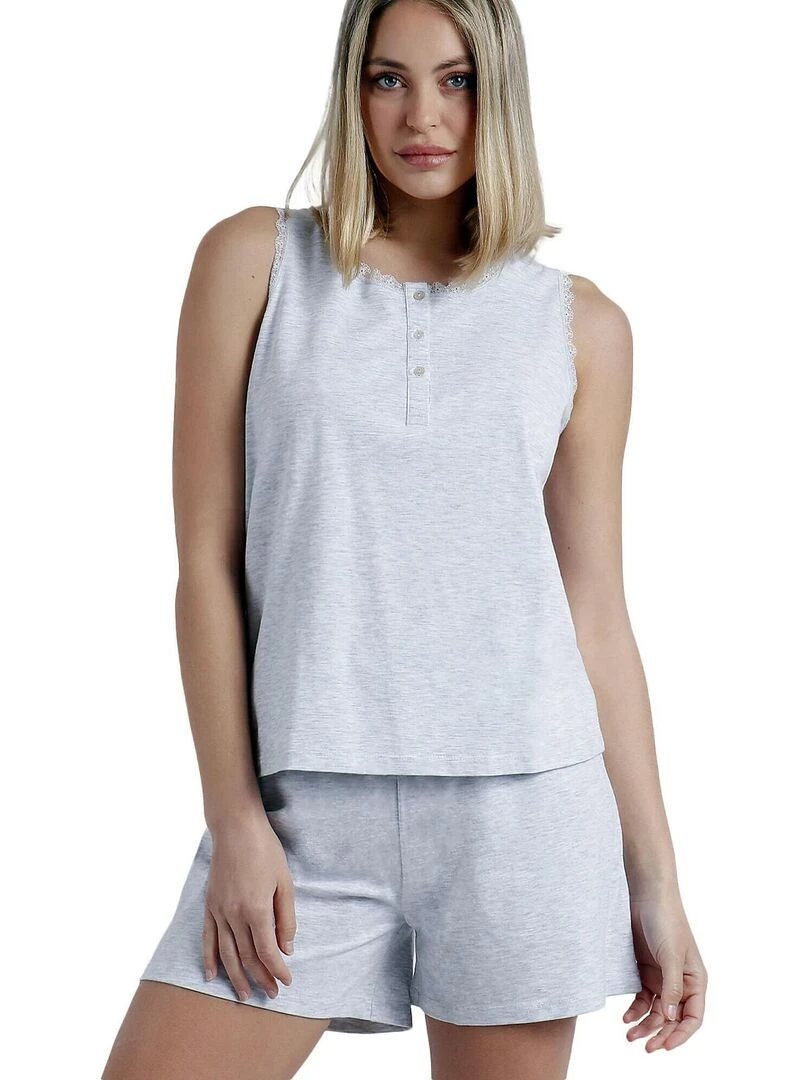 Pyjama short débardeur Romantic Grey Gris