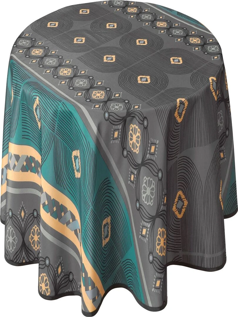 Nappe Anti taches Valparaiso bleu   Ovale 150 x 240 cm   Gris Bleu Noir