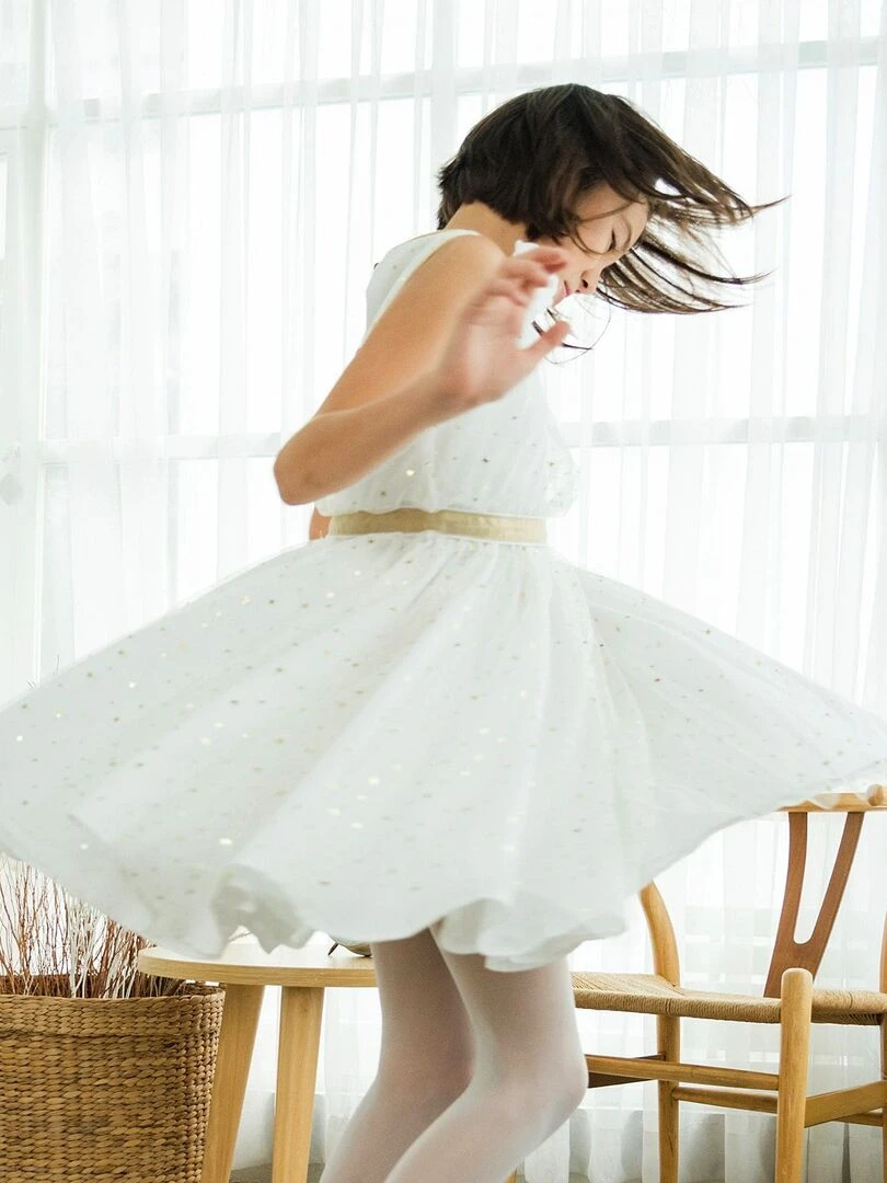 Robe de fête soirée tulle paillettes HEPBURN 'LA FAUTE A VOLTAIRE' Blanc cassé