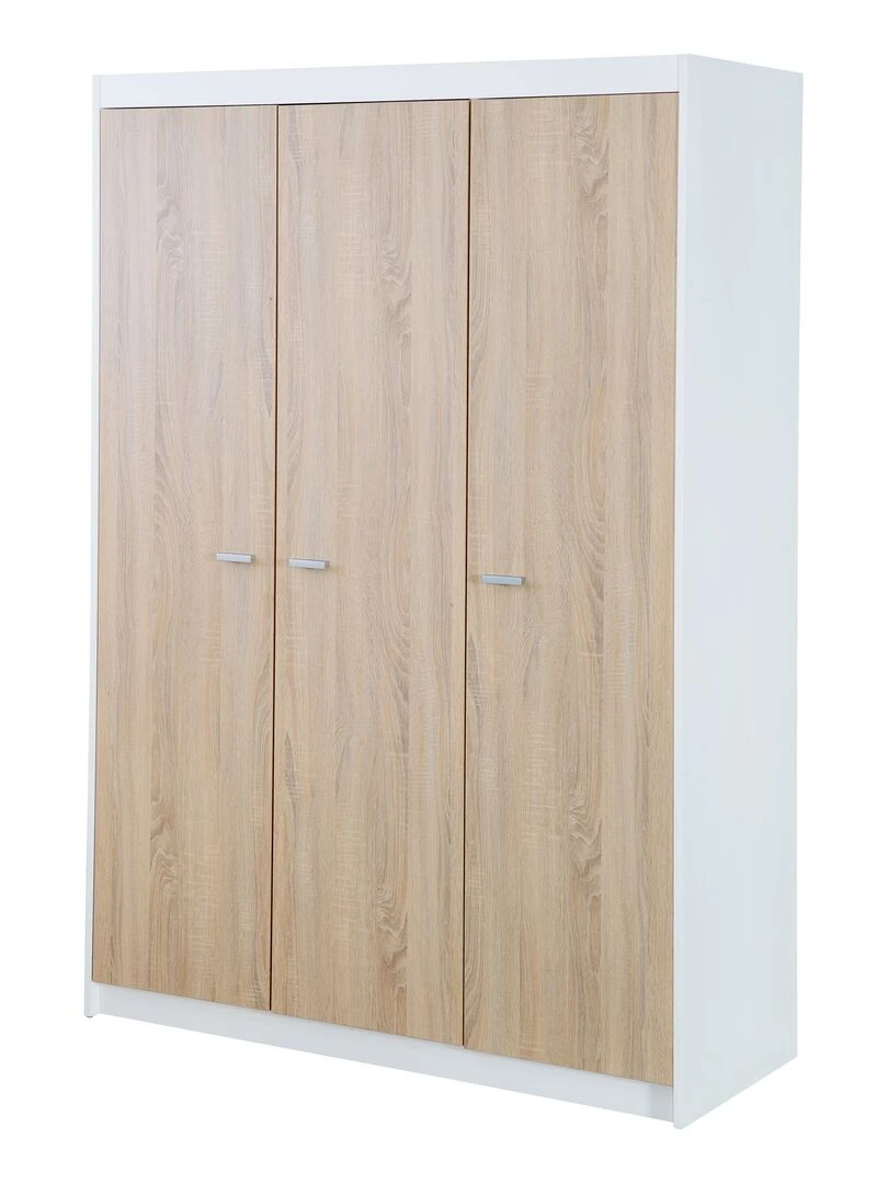 ROBA Armoire "Gabriella" 3 portes – technologie à fermeture progressive – blanc fraisé Blanc Marron
