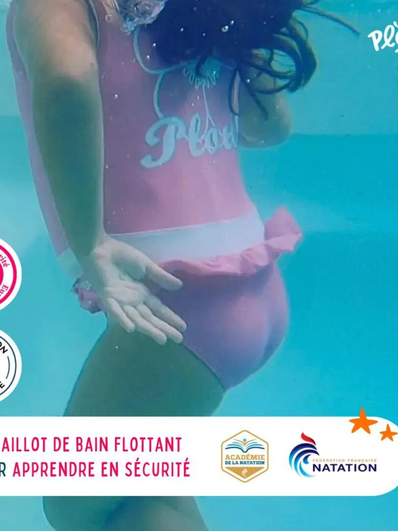 Maillot de Bain Princesse Enfant avec Flotteurs Accessoire de Natation Fille Rose