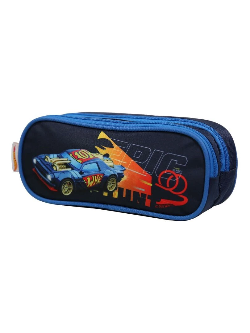 BAGTROTTER Trousse scolaire 2 compartiments Hot Wheels Voiture Bleue Bleu