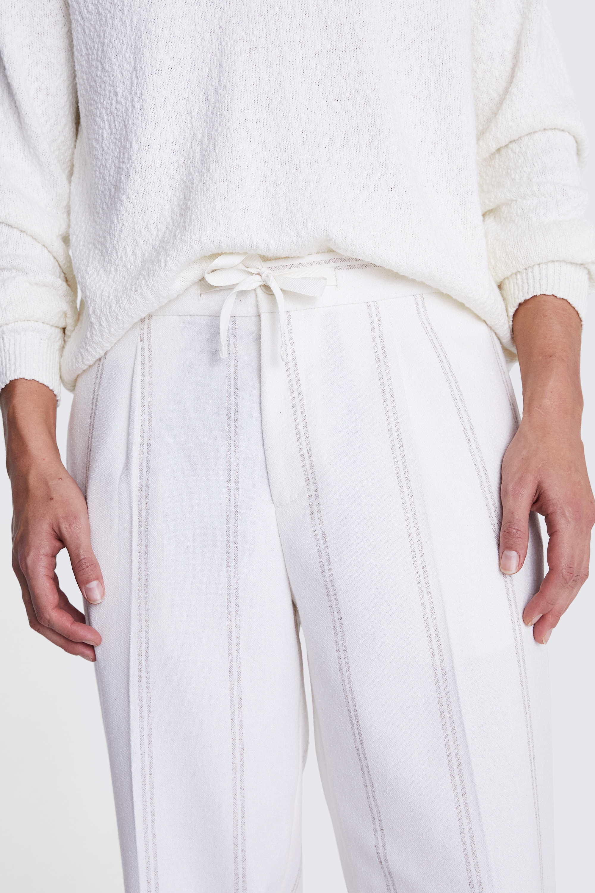 Ecru Stripe Beach Trousers    Buy Online at Moss