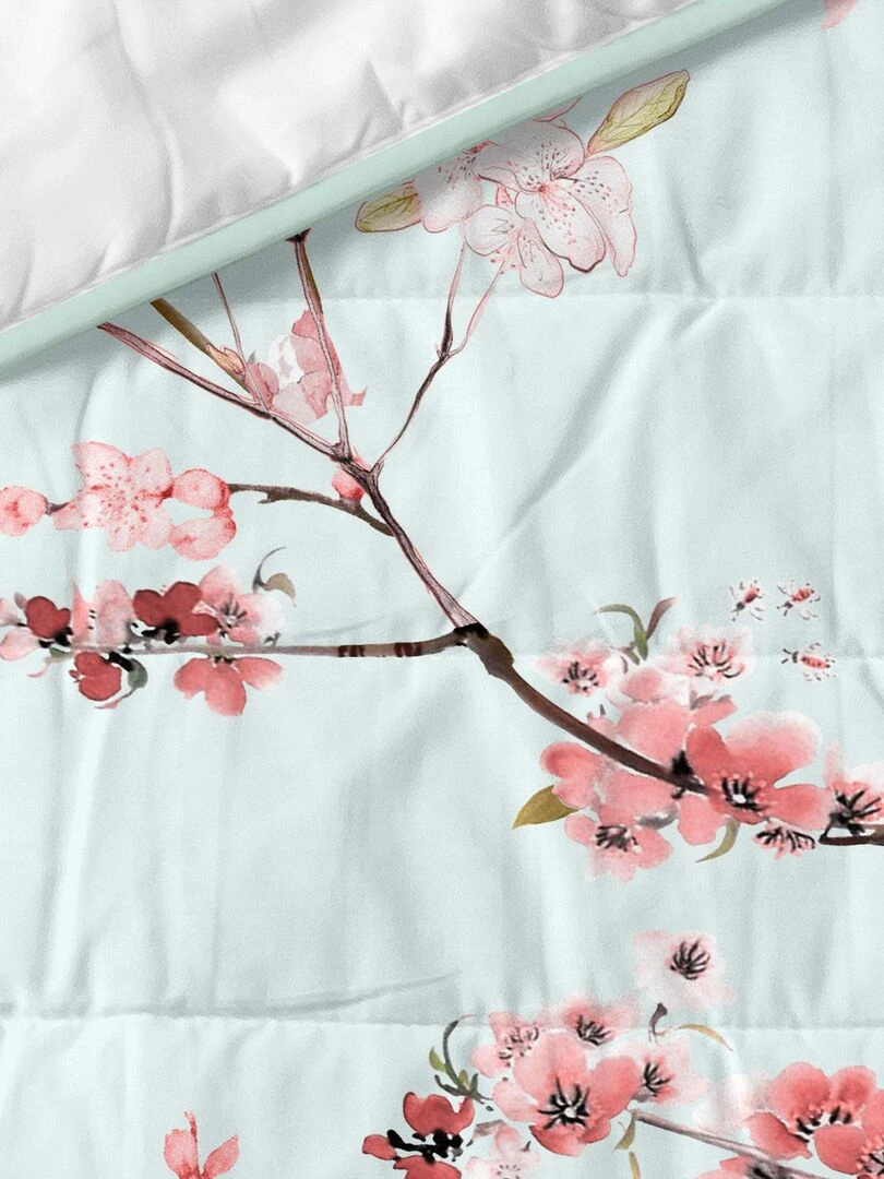 Couvre lit Chinoiserie "Happyfriday"   Bleu Rose