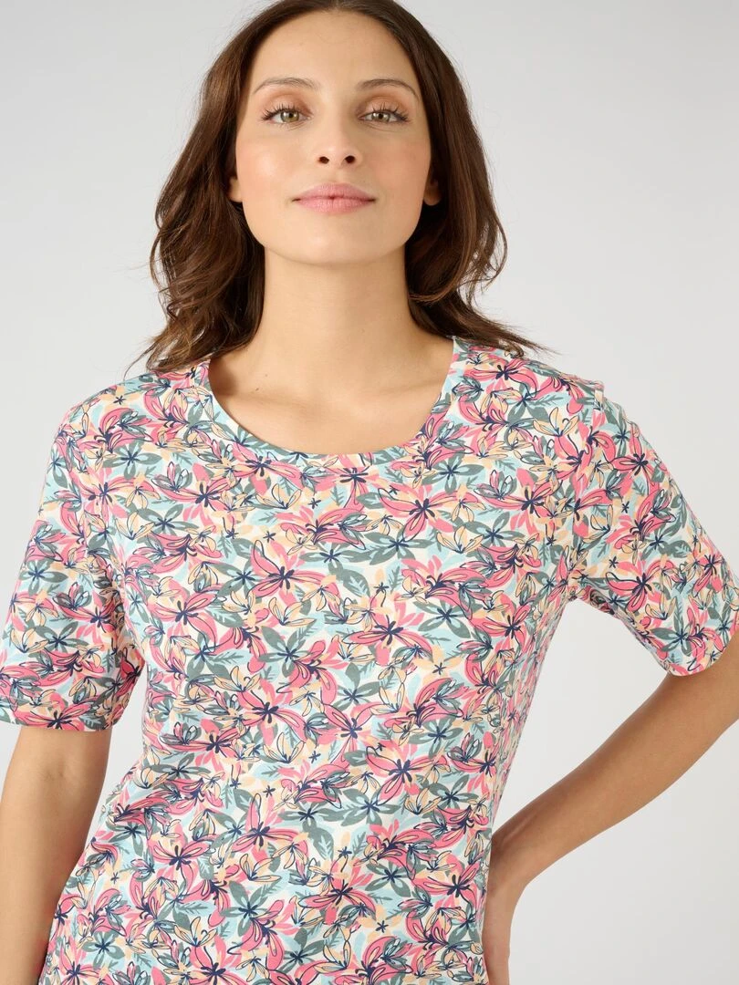 Tee shirt imprimé manches courtes. Damart Vert