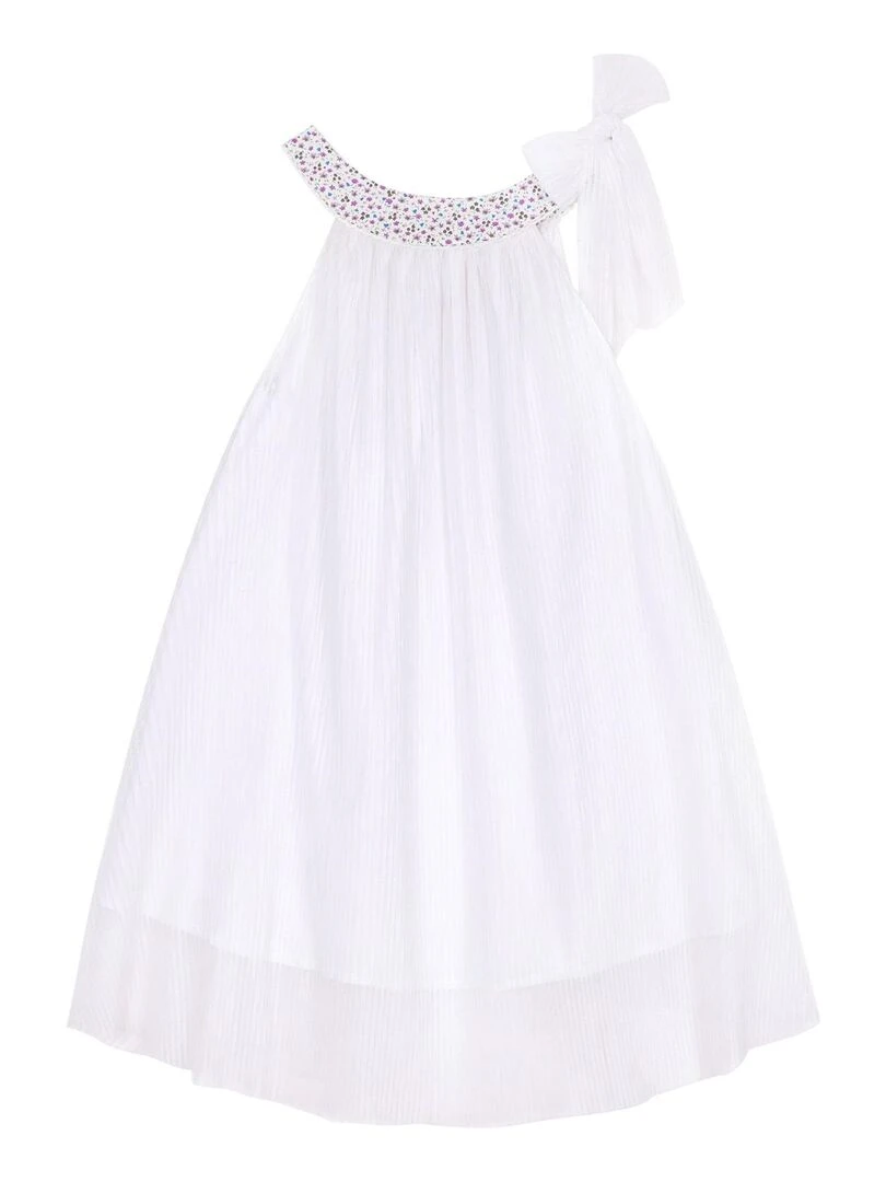 Robe Cérémonie Fille  Voile Blanc Col Liberty Violet  ALIZEE   La Faute à Voltaire   Blanc Violet