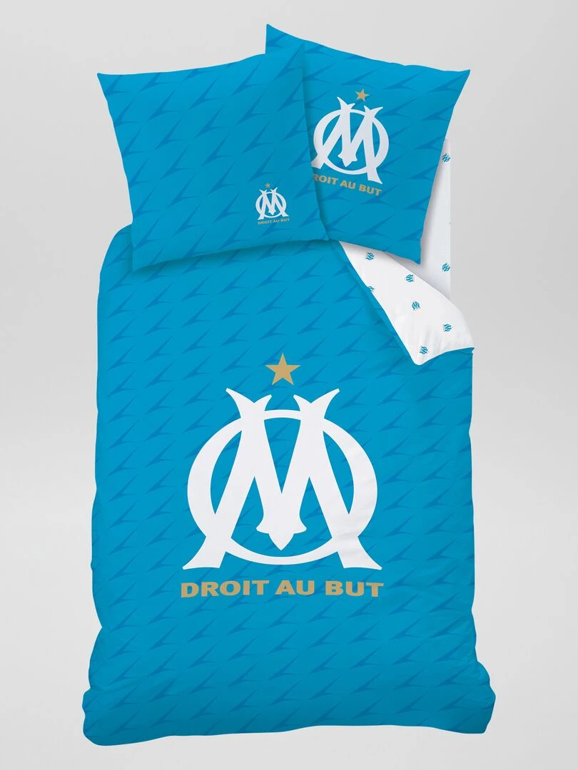 Parure de lit 'OM' 2 personnes Bleu