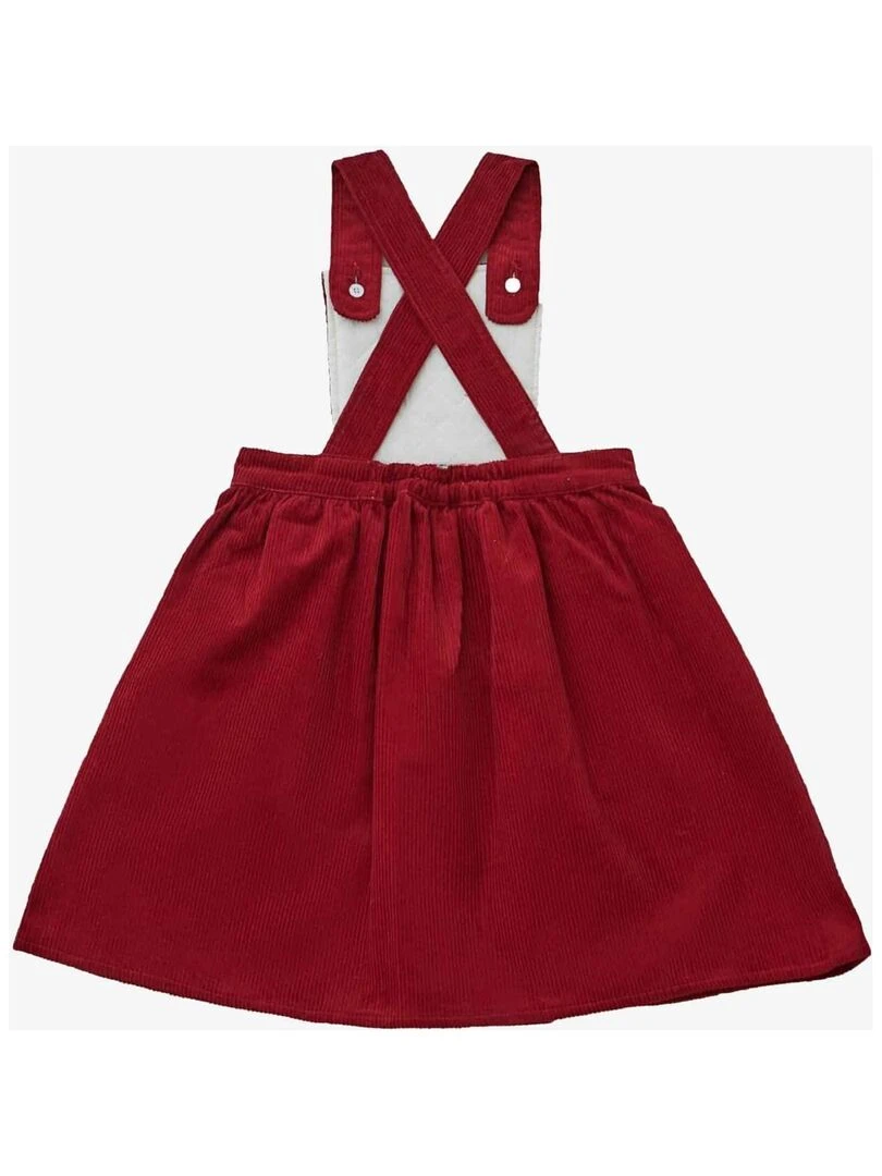 Robe Salopette Fille  Velours Bdx  ECOLIÈRE   'LA FAUTE A VOLTAIRE'   Rouge