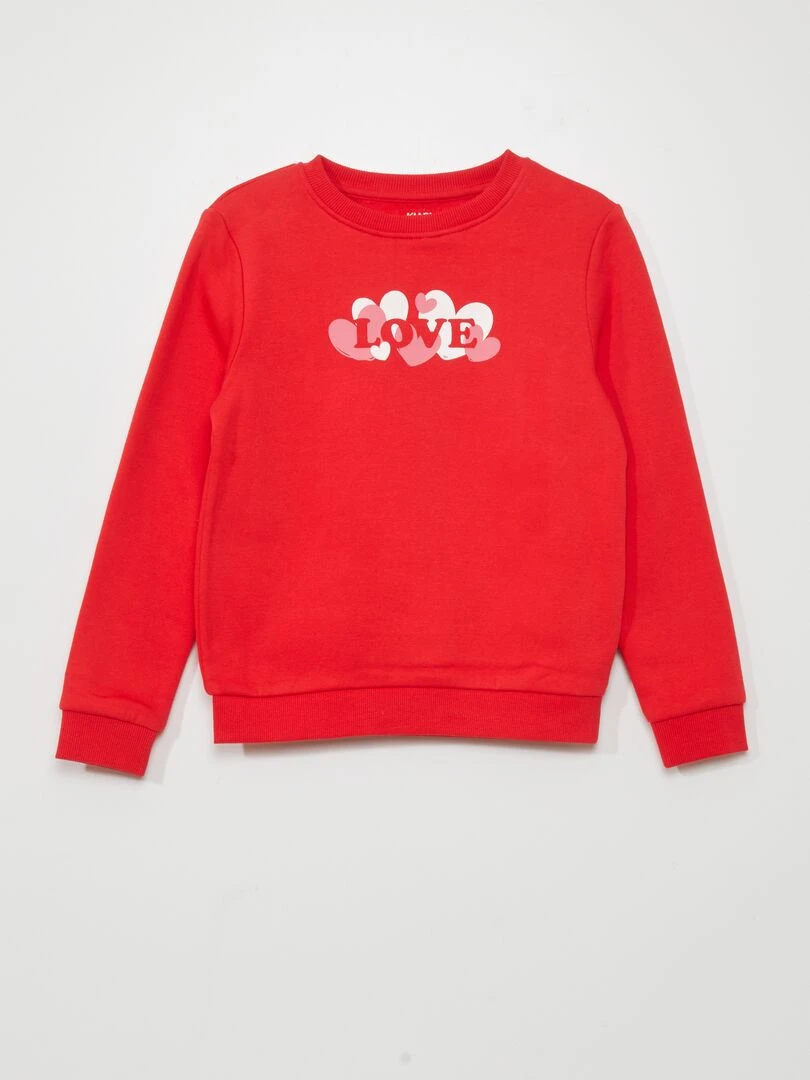 Sweat en molleton imprimé fantaisie Rouge