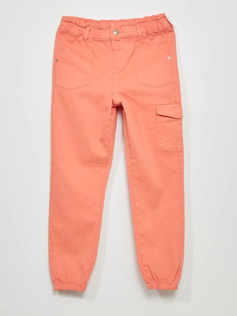 Pantalon paperbag avec poches Orange
