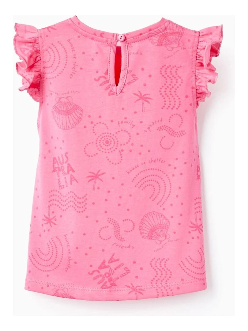 2 T shirts sans Manches pour Bébé Fille 'Coquillage' manches courtes EXPLORING AUSTRALIA Rose