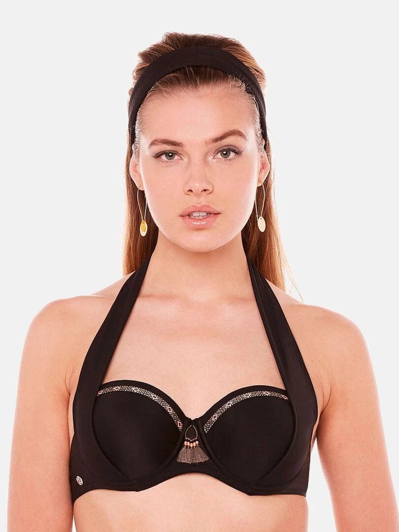 Haut de maillot à armatures PAILLOTE   Brigitte Bardot Bain   Noir
