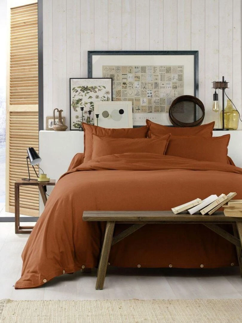 Housse de couette Flanelle de Coton   Orange