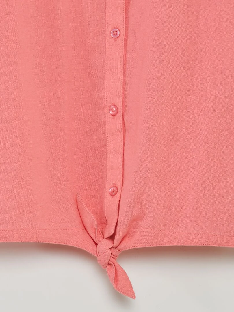Chemise à nouer en coton et lin   rose