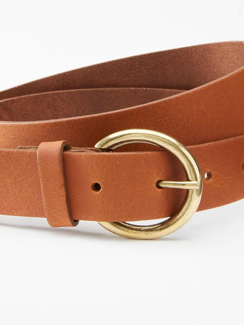 Ceinture croûte de cuir mate Damart Marron