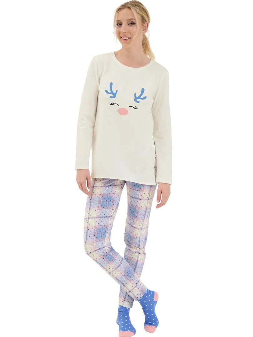 Pyjama leggings tunique manches longues Holiday Ecru