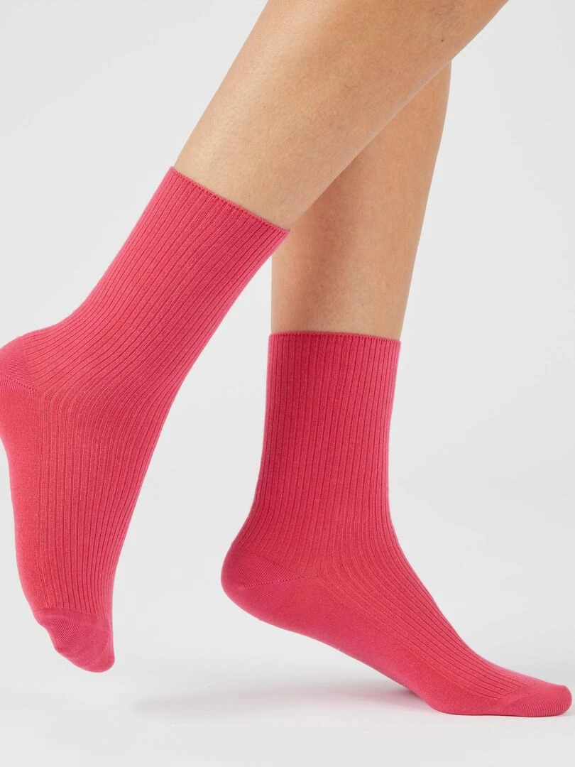 Lot de 2 paires de chaussettes maille côtelée coton biologique*   Damart   Ivoire