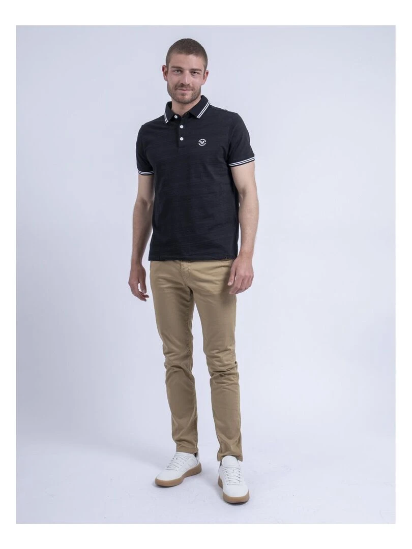 Polo manches courtes pur coton PILIAS   Noir