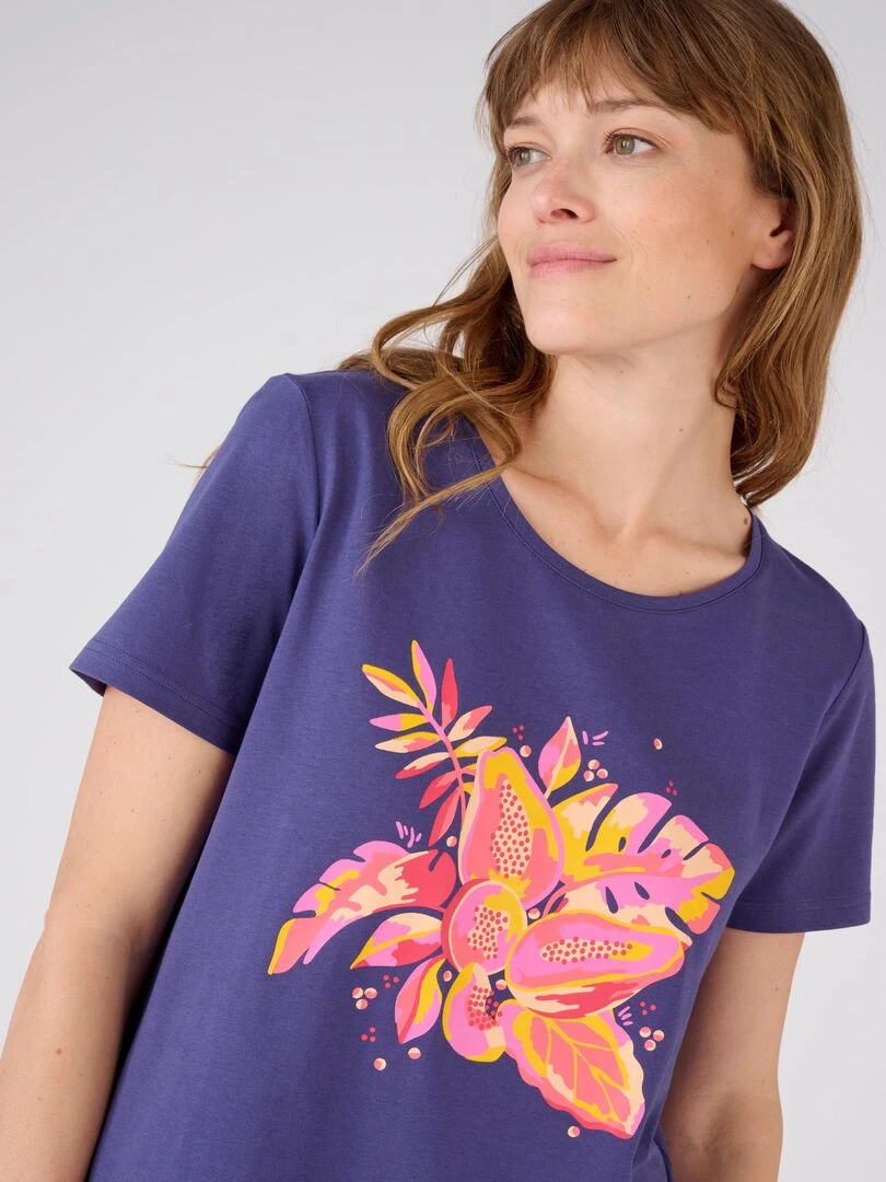 Tee shirt de pyjama pur coton Damart Bleu nuit