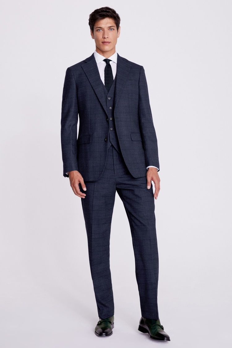 Italian Slim Fit Royal Blue Flannel Jacket   Buy Online at Moss