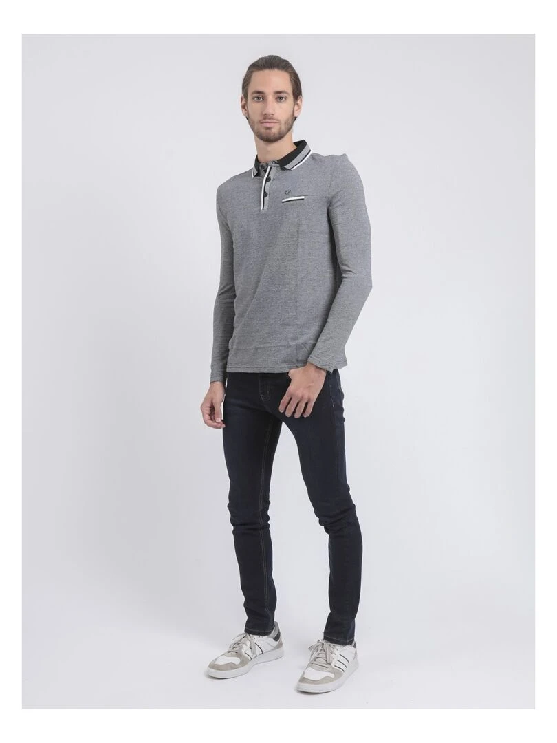 Polo manches longues pur coton PAMELVINE   Noir