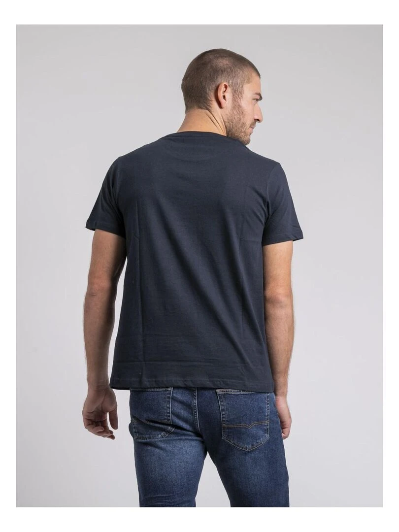 T shirt col rond pur coton JOROCK Bleu marine