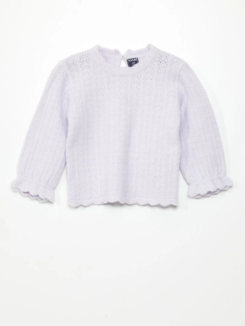 Pull à col rond avec finitions volantées Violet