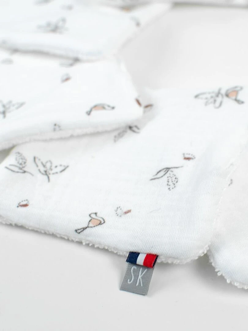 Lingettes bébé lavables 8 pièces Melody Blanc