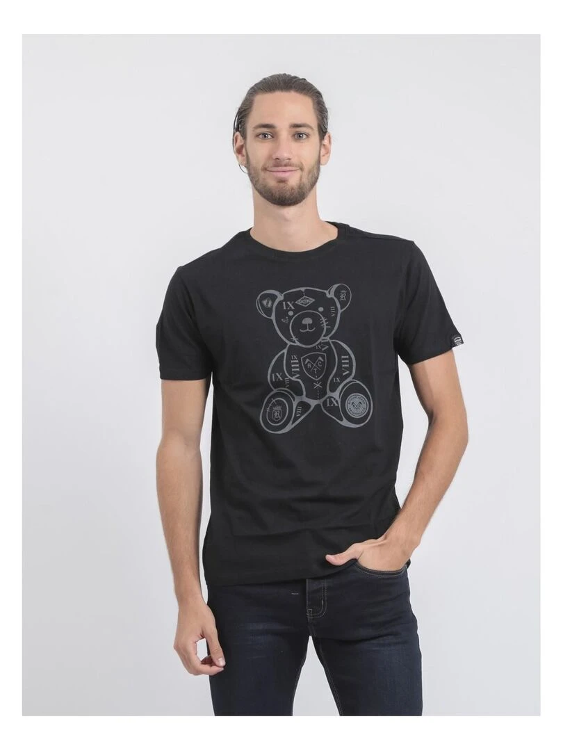T shirt col rond pur coton JIBIDEL Noir