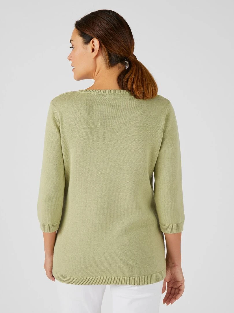 Pull torsadé col rond   Damart   Vert