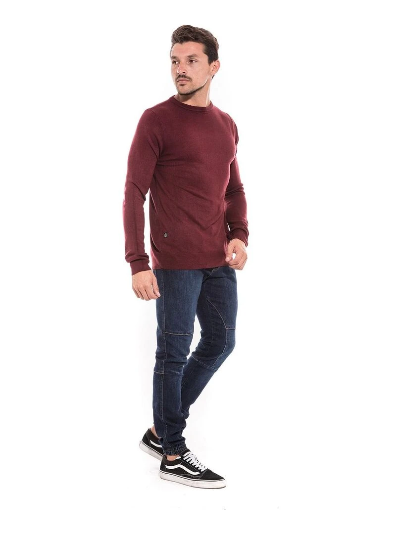 Pull col rond effet cachemire LANNIS   Bordeaux
