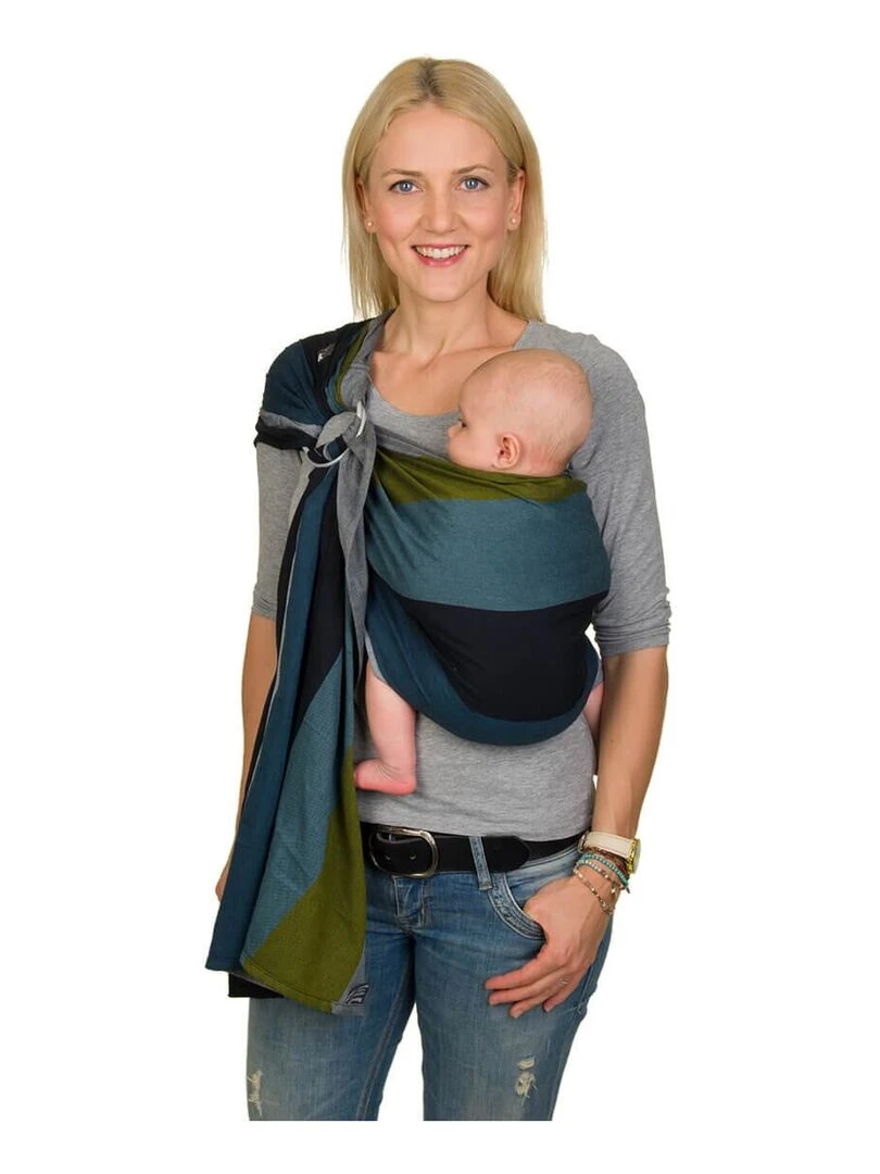Hoppediz Écharpe de portage Ring Sling Bleu Vert Gris