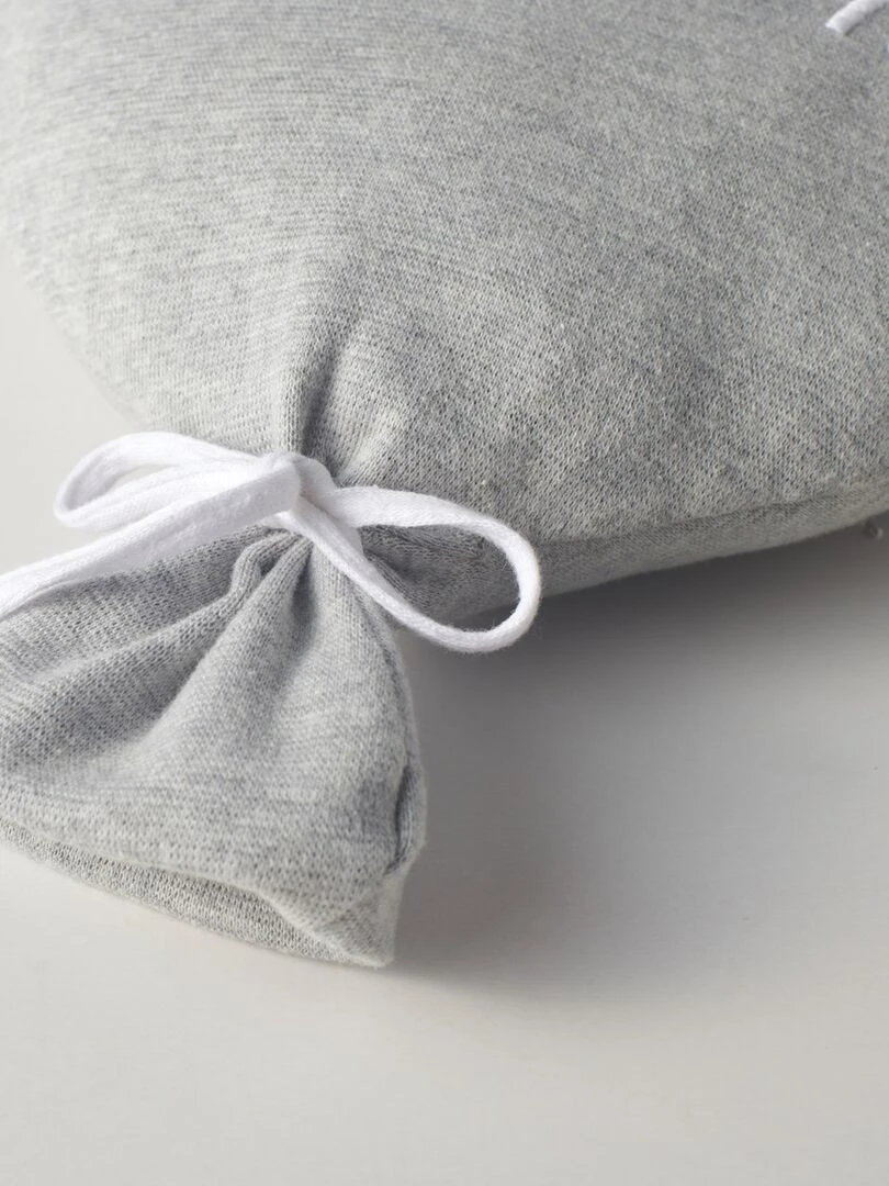 Coussin bébé en coton tricoté ballon "Welcome Little One" Gris