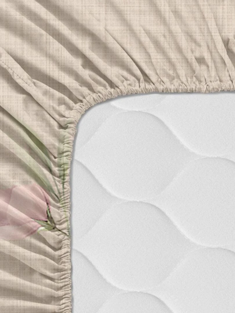 Drap housse Summer floral "Happyfriday"   Blanc