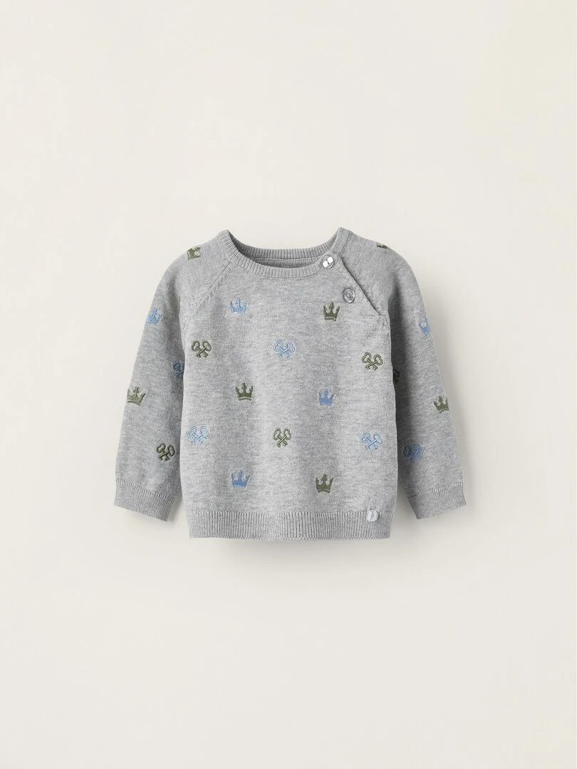 Pull en Maille pour Nouveau Né BALMORAL'S AFTERNOONS Gris clair