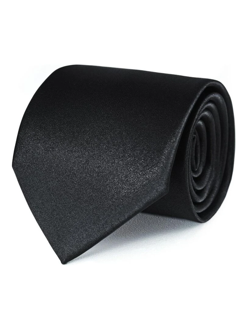 Cravate Satin Unie Fabriqué en Europe Noir