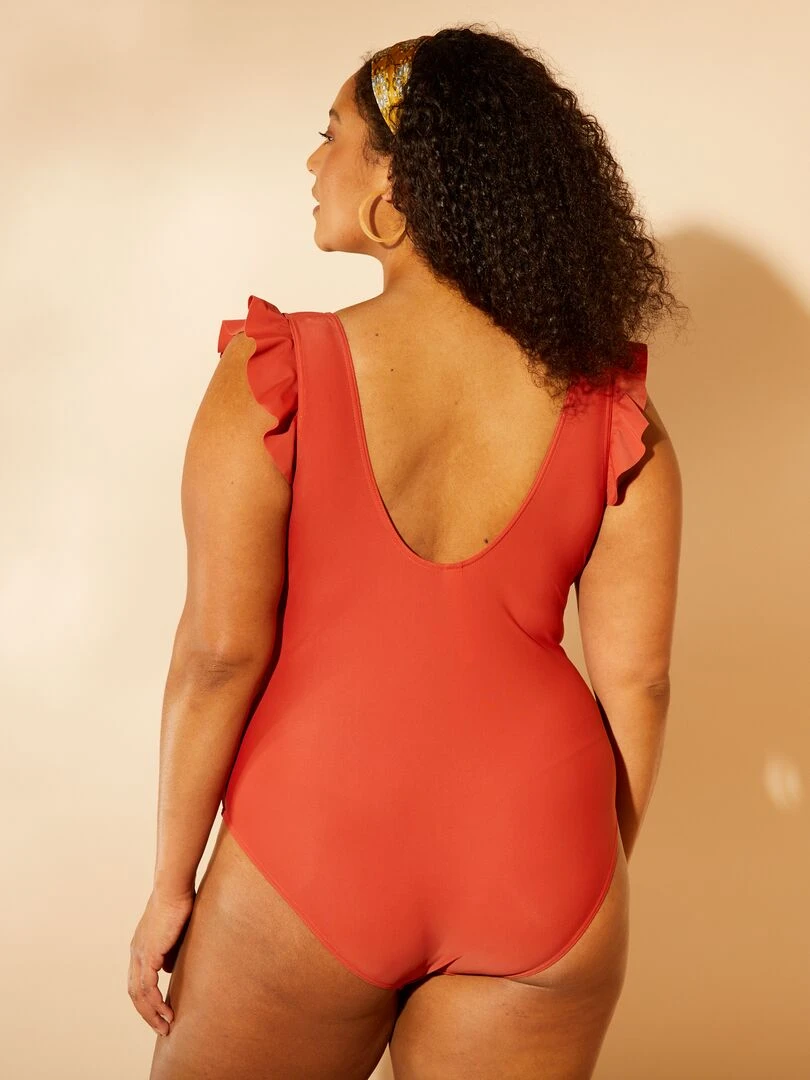 Maillot de bain à volants   1 pièce   Marron