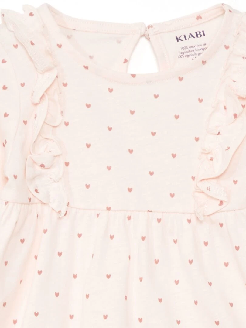 Robe évasée motif coeurs   Rose coeur