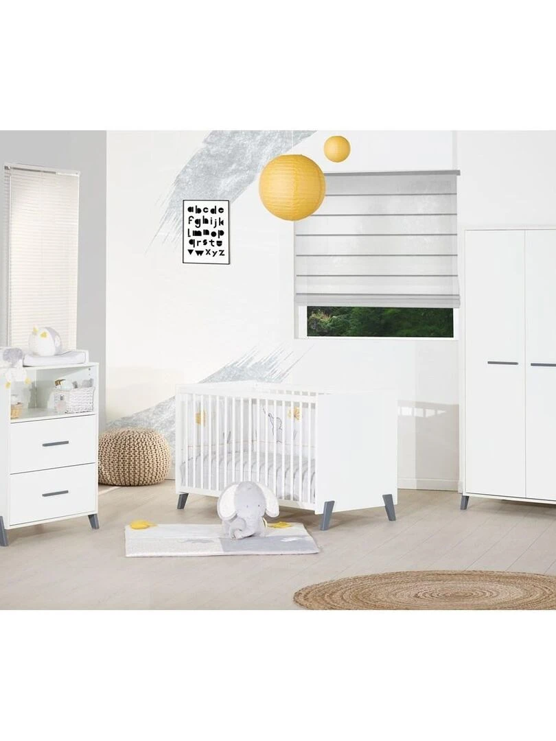 Armoire bébé 2 portes sur pieds en bois blanc   BABYPRICE   Blanc Gris