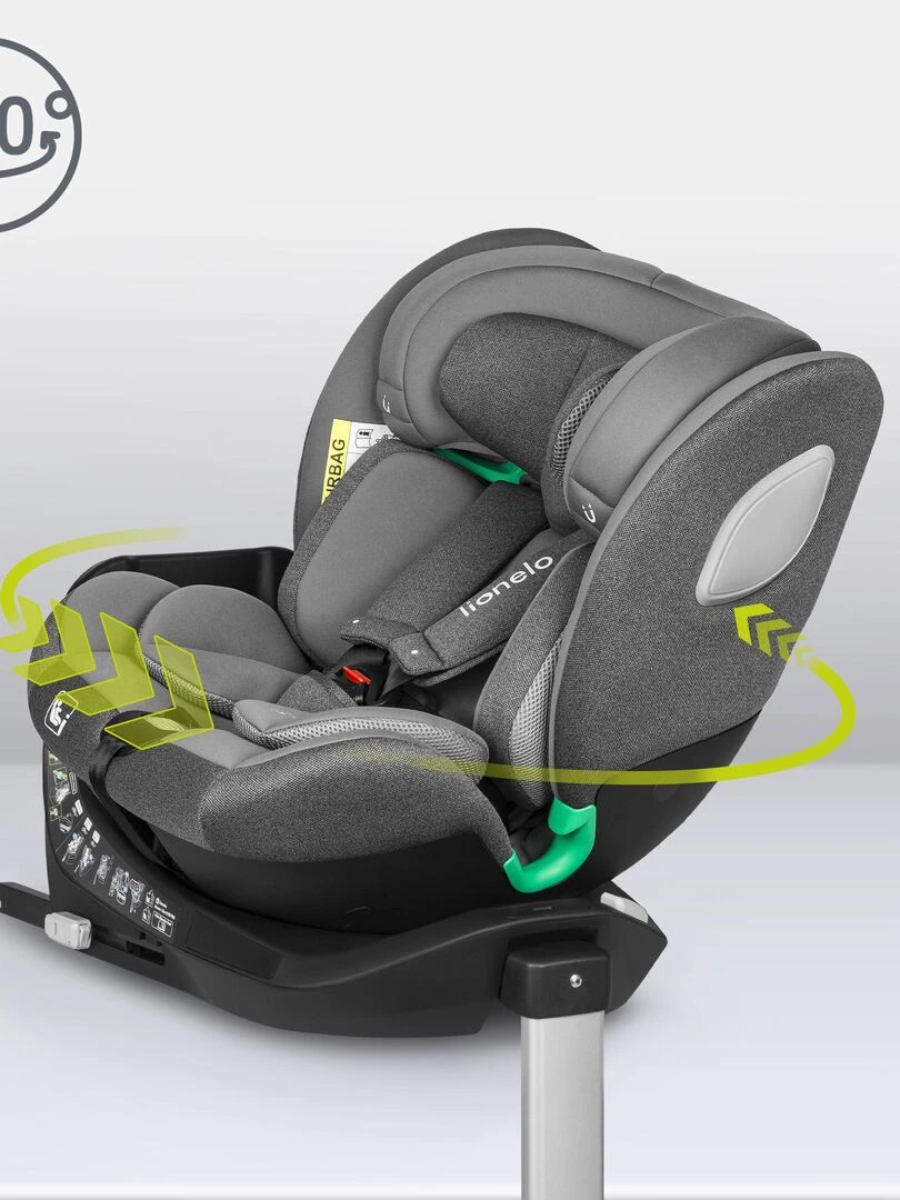 Siège auto bébé évolutif LIONELO Braam iSize Groupe 0/1/2/3 360° ISOFIX Gris Gris