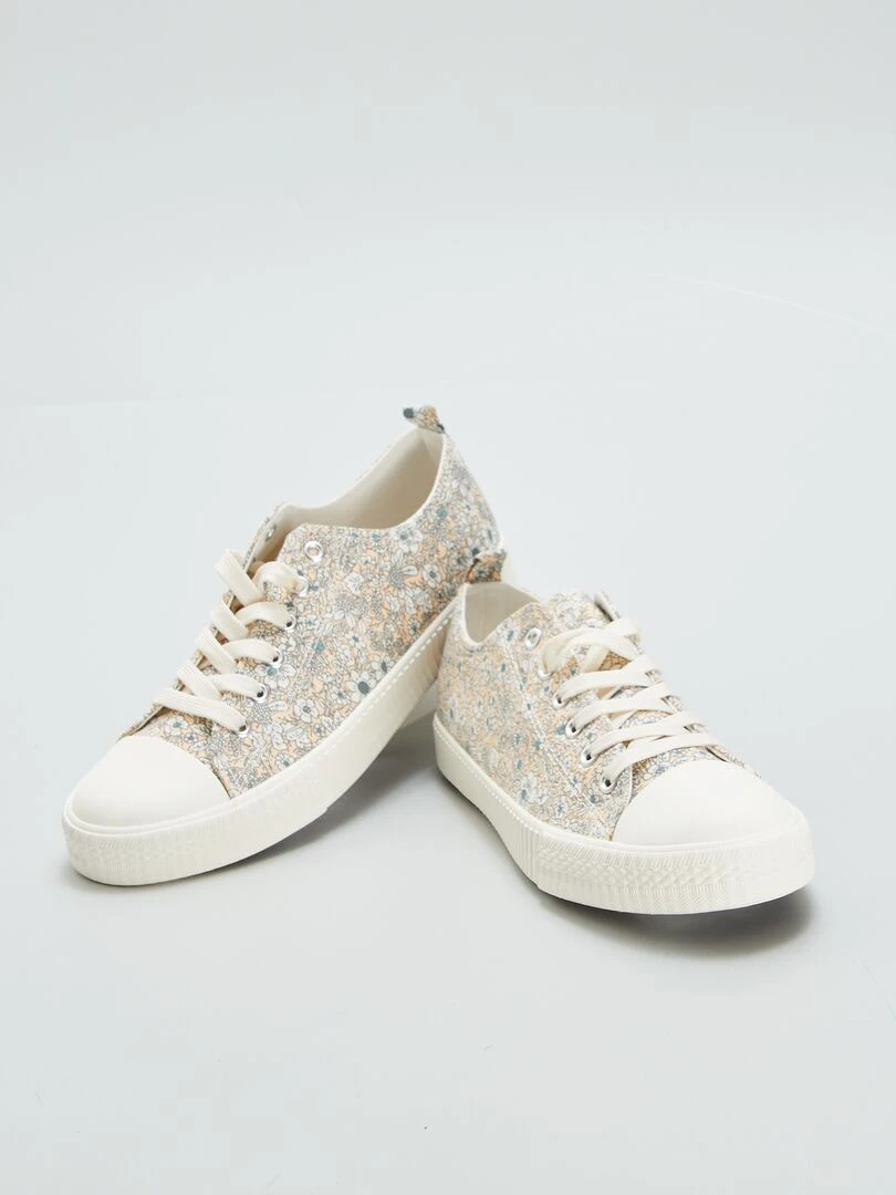 Baskets en toile motif à 'fleurs'   Kaki