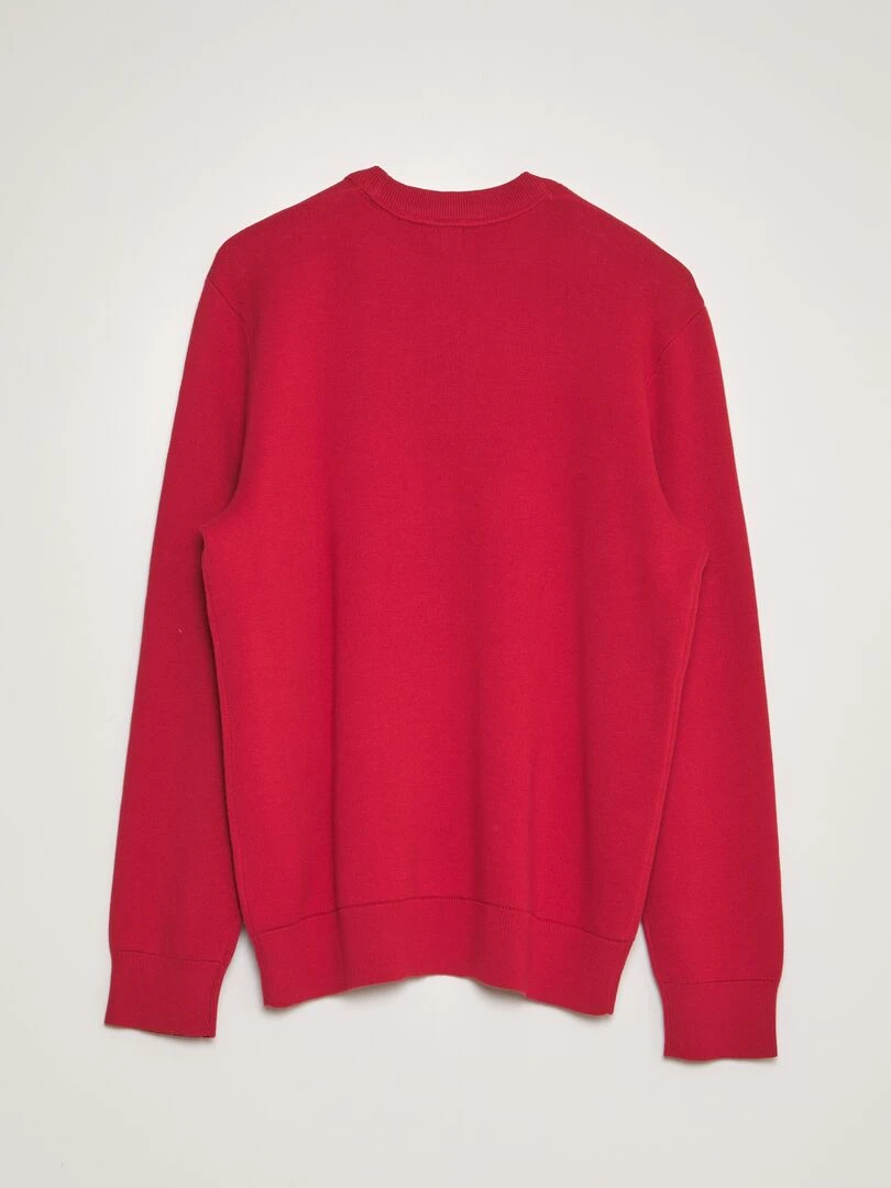 Pull en maille à col rond rouge