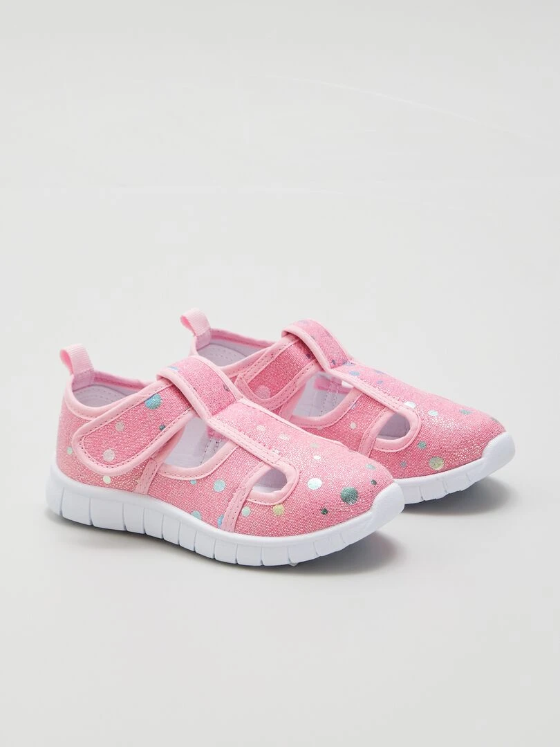 Baskets ouvertes en toile Rose