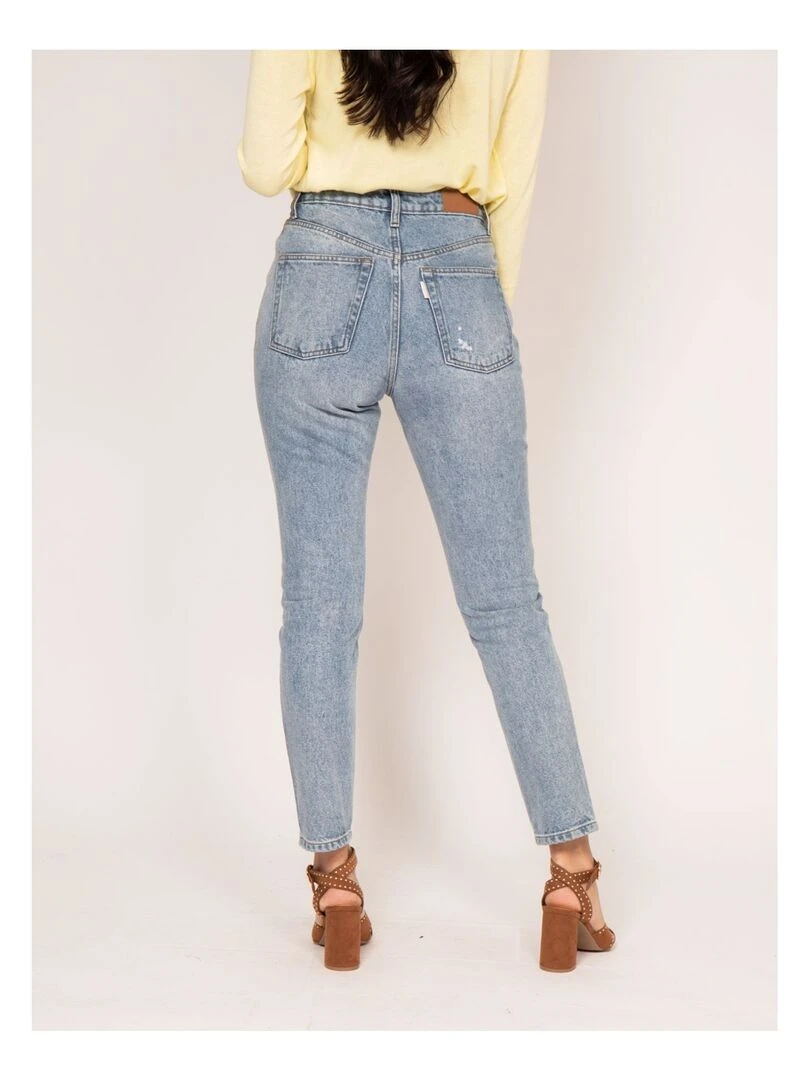 Jean droit taille haute ELOISE Bleu clair