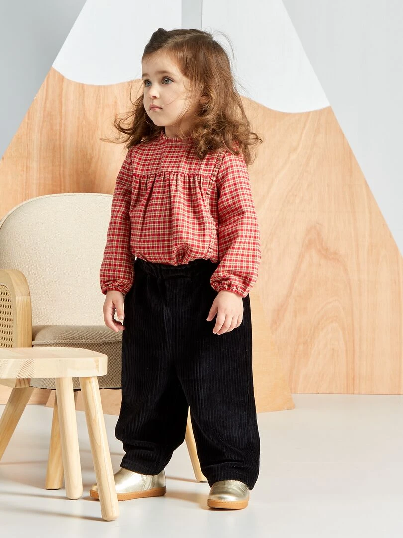 Blouse en flanelle à carreaux écossais   Rouge