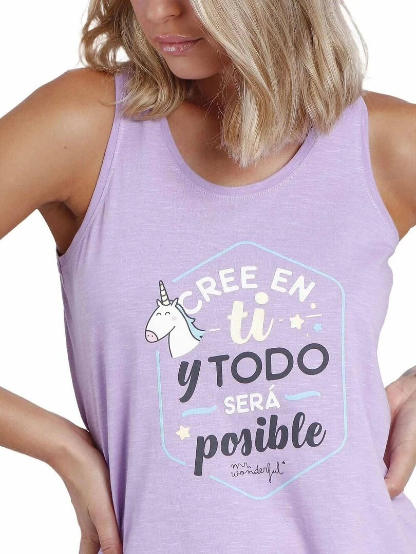 Pyjama short débardeur Cree En Ti Mr Wonderful   Violet