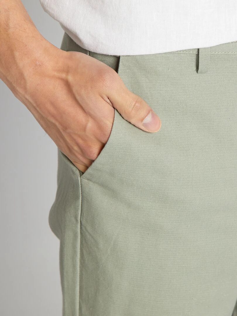 Pantalon chino coupe slim en lin mélangé   Vert